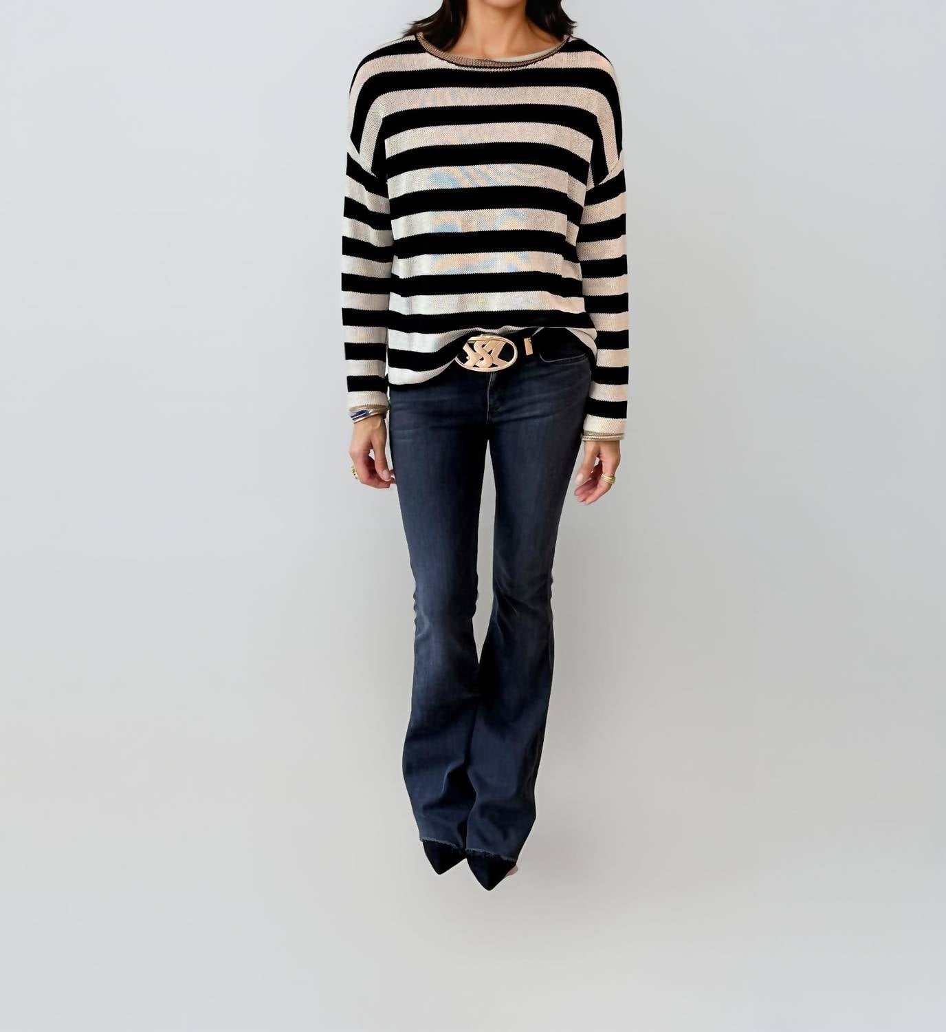 Malibu Road - Coastal Luxe Stripe Knit Sweater