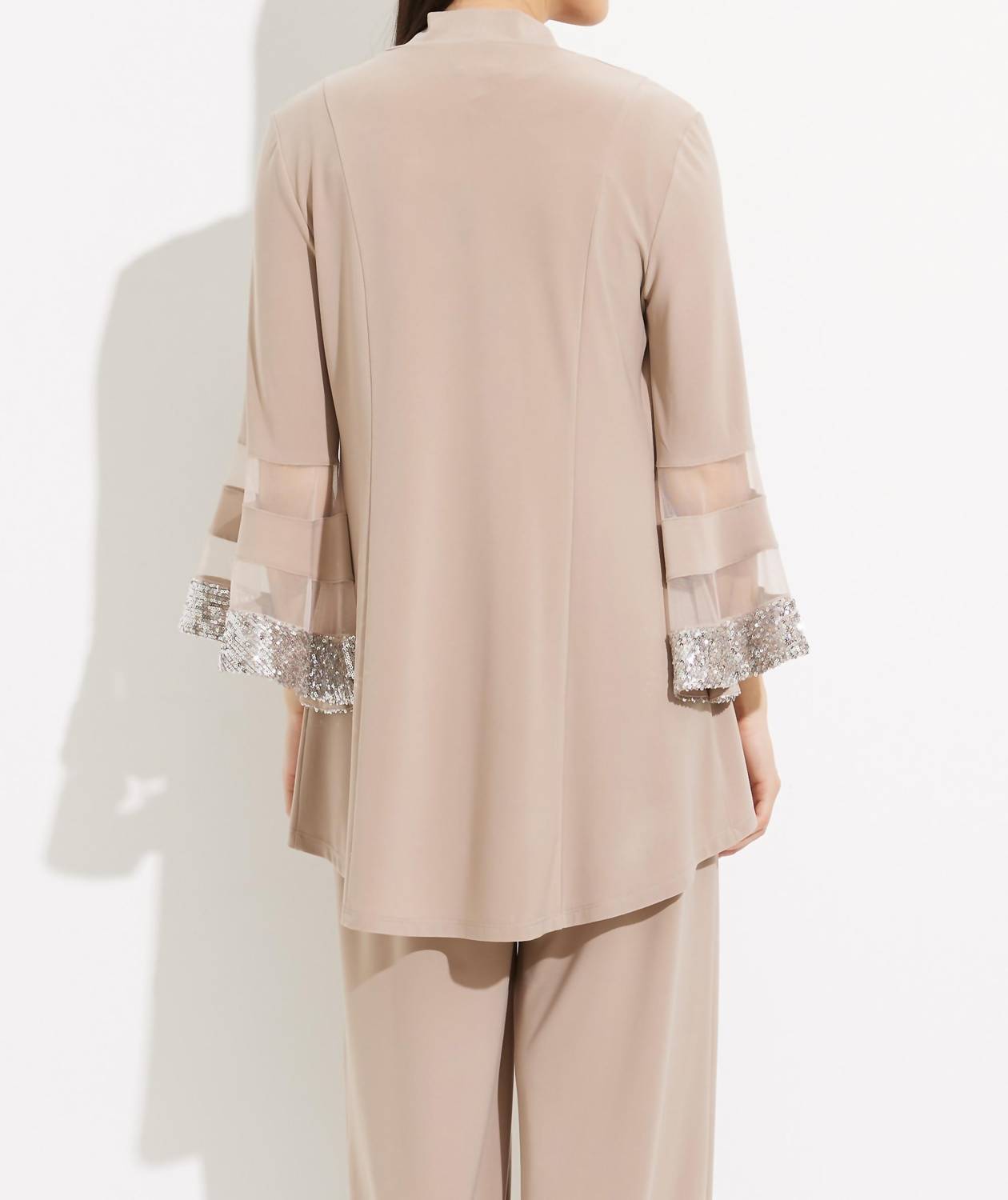 Joseph Ribkoff Sequin Accent Two Piece Set in beige 1 - women's cardigan - alternate view