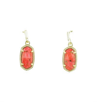 Kendra Scott Women's Lee Drop Earrings in gold veined red - women's jewelry