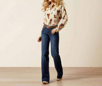 ARIAT Homestyle Button Up Shirt in rodeo spur print - women's shirt - detail view