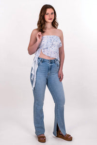 Sky To Moon - Women's Strapless Floral Jellyfish Top