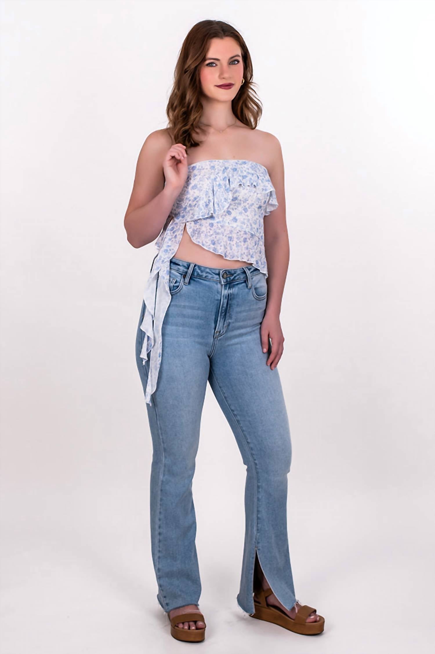 Sky To Moon - Women's Strapless Floral Jellyfish Top