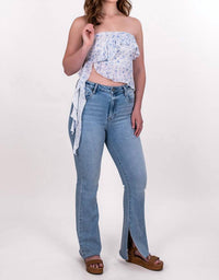 Sky To Moon - Women's Strapless Floral Jellyfish Top