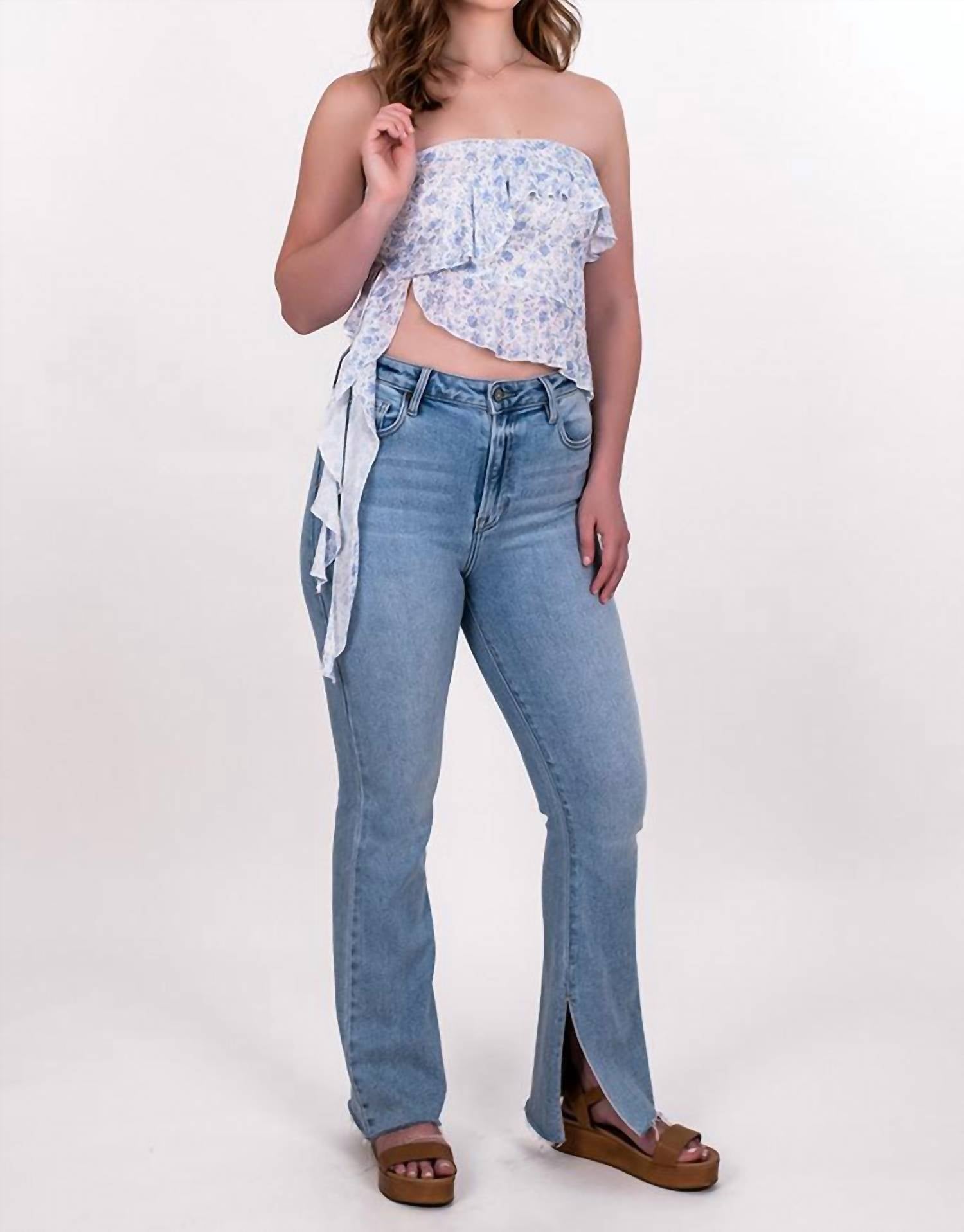 Sky To Moon - Women's Strapless Floral Jellyfish Top