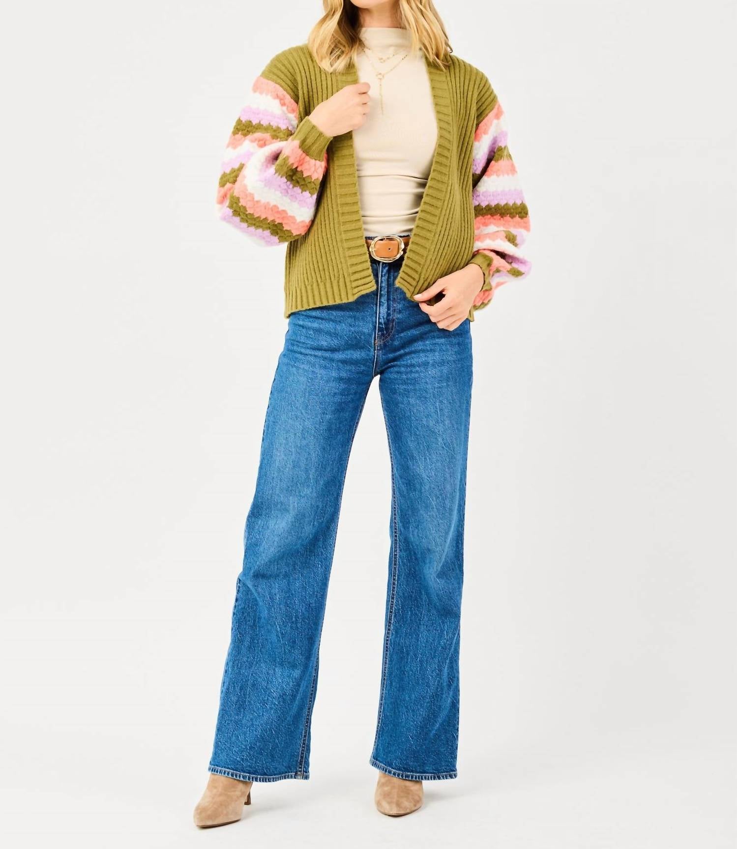 Mary Square Pippa Cardigan Green Sweater - women's cardigan - view 4