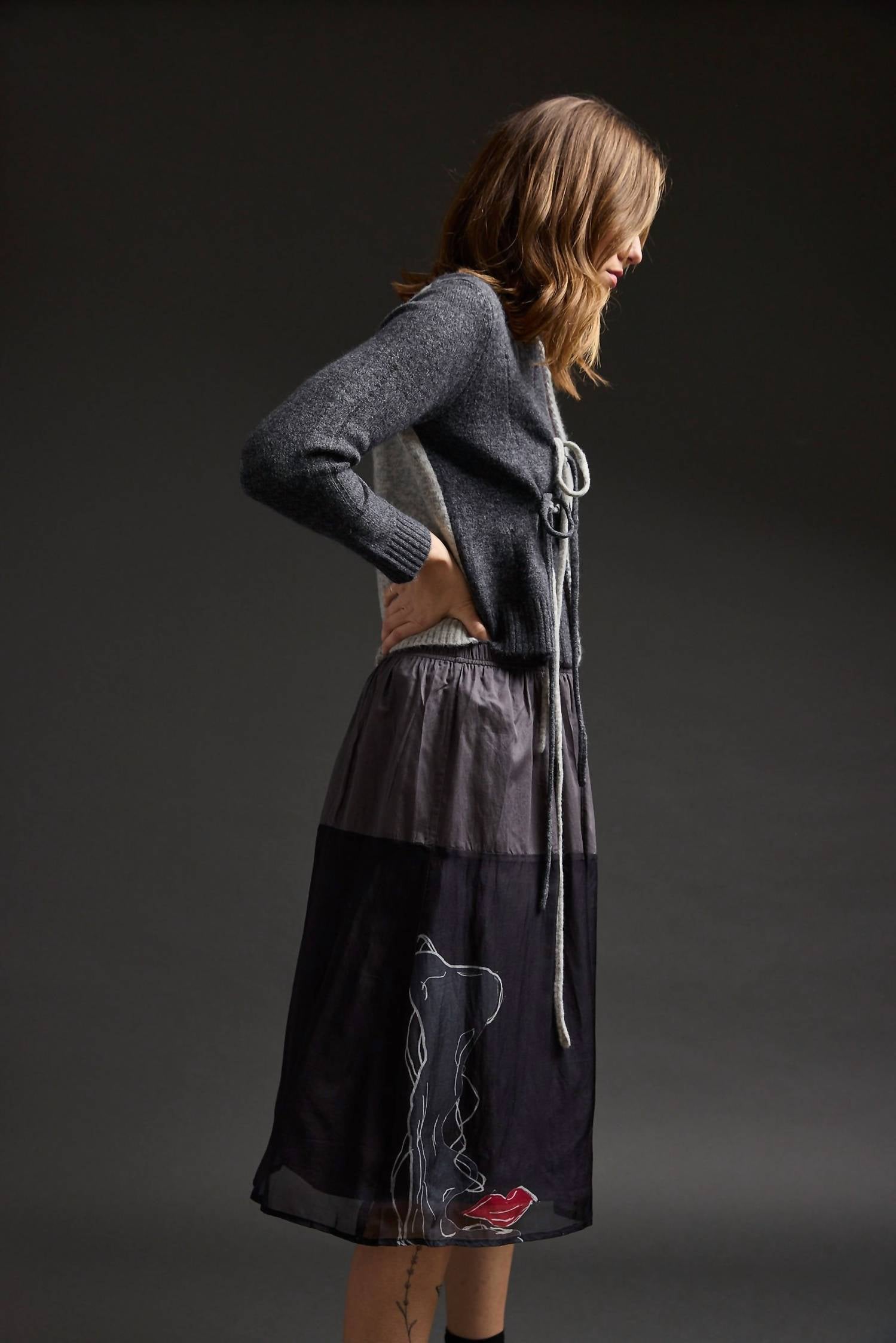 Purple Maroon - Tie Front Cardigan