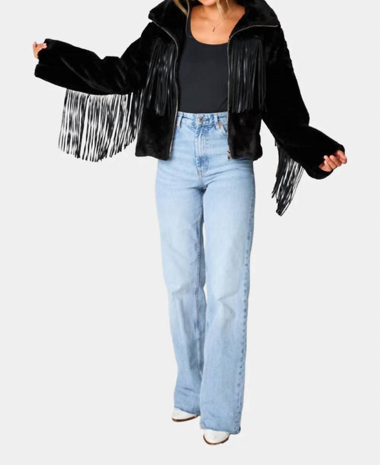 Buddylove - Skylar Fringe Faux Fur Jacket
