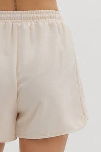 Entro - High Waist Solid Rib Textured Shorts