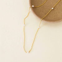 Jaxkelly - Women's Dainty Pearl Station Necklace