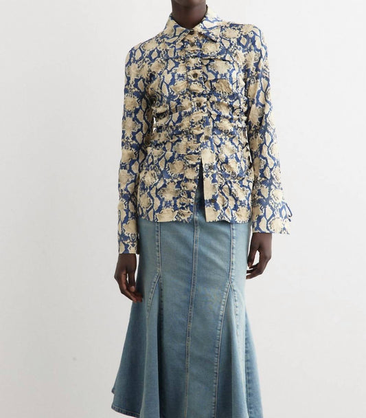 Ganni - Crinkled Satin Fitted Shirt