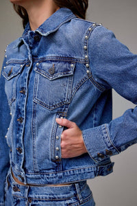 Hidden - Pearl Embellished Trucker Jacket