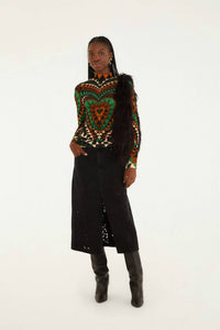 Farm Rio - Heart Deco Ruched Waist Jersey Blouse