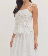 Entro - Women's Embroidered Eyelet Peplum Tank Top