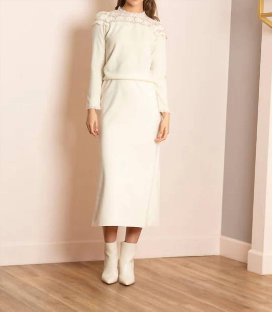 Jessie Liu - Amari Merino Wool Sweater with Lace Yoke