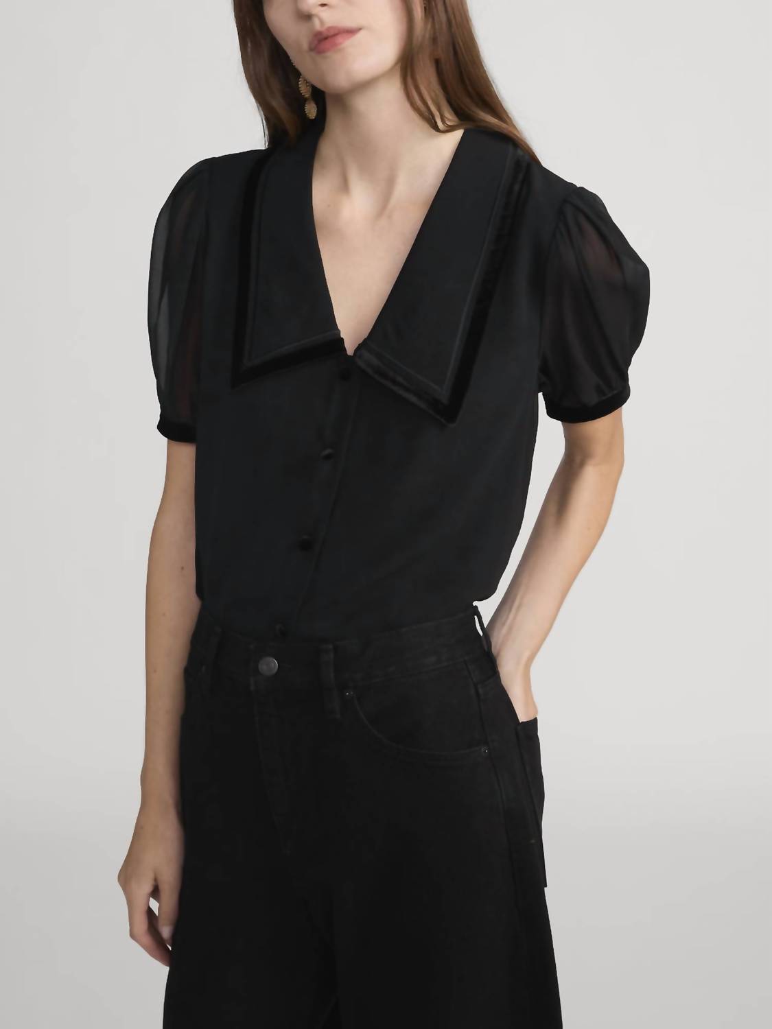 Frame - Velvet Trim Sailor Blouse
