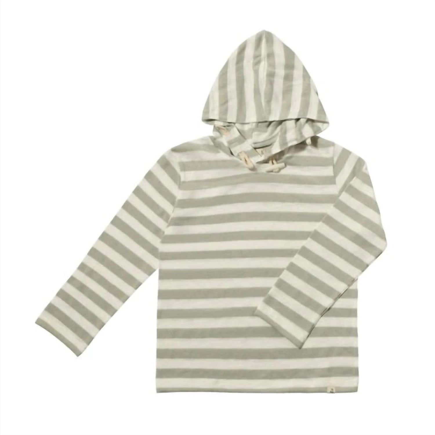 ME & HENRY Boy's Seaberry Stripe Hooded Top in grey white - kids' shirt