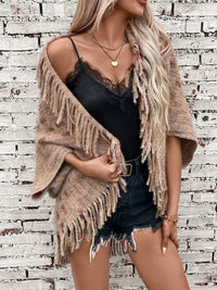 Faire - Fringe Open Front Half Sleeve Cardigan