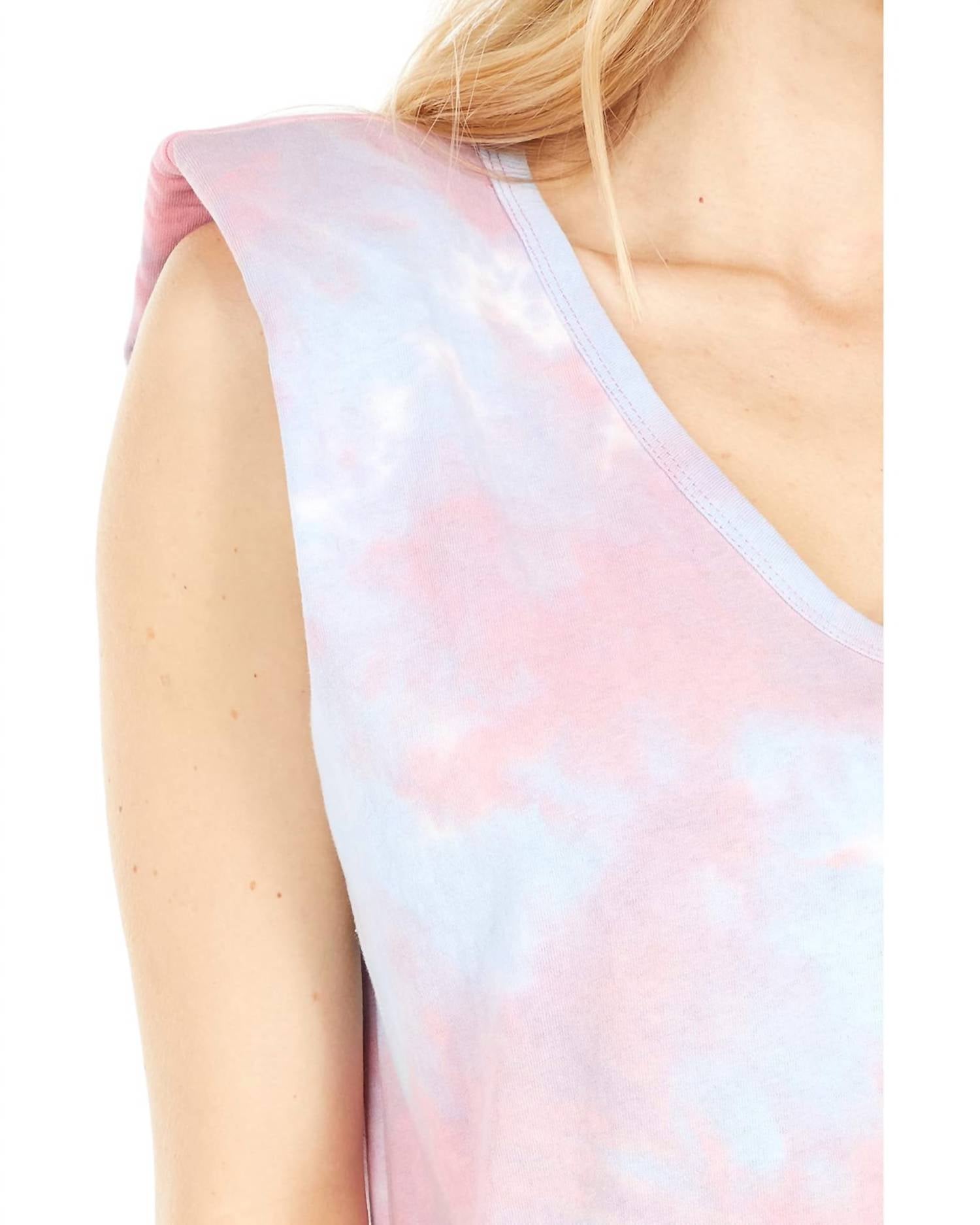 Blanknyc - Tie-Dye Padded Shoulder V-Neck Tee