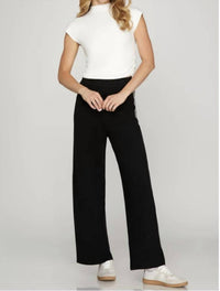 She + Sky - Sweater Pants With Contrast Stripe Side Detail
