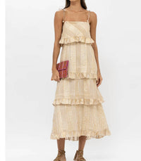 Oliphant - Tie Strap Ruffle Midi Dress