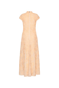 ROTATE Women's Mesh Capsleeve Maxi Dress in vanilla cream - women's dress - alternate view