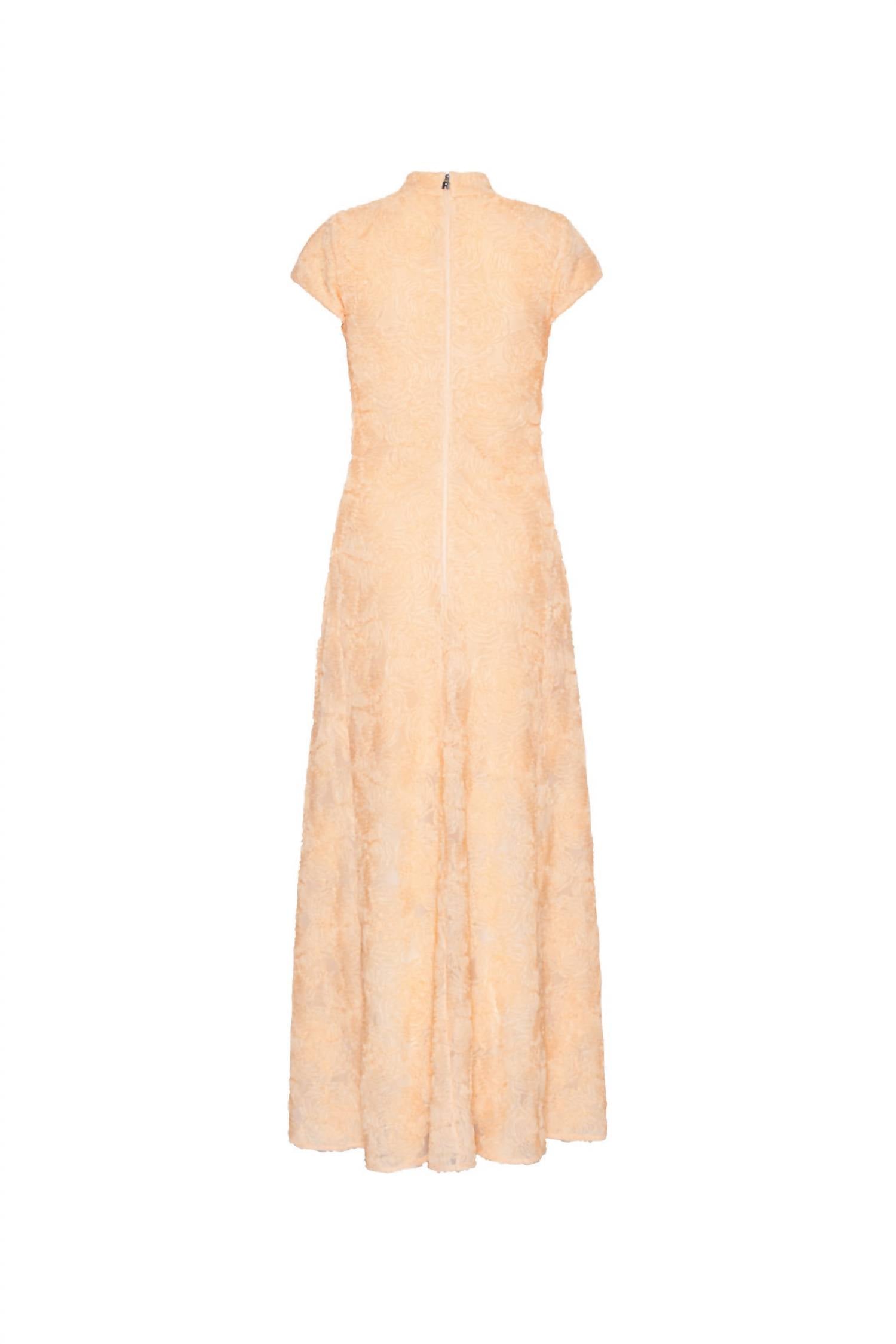 ROTATE Women's Mesh Capsleeve Maxi Dress in vanilla cream - women's dress - alternate view