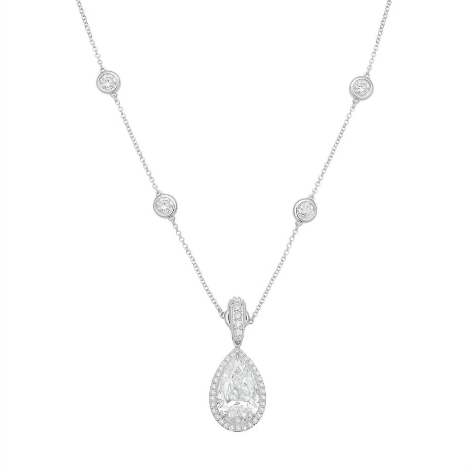 Diana M Jewels - Women's Pear & Round Lab-Grown Diamond Pendant Necklace (3.00 Ct) - Signature
