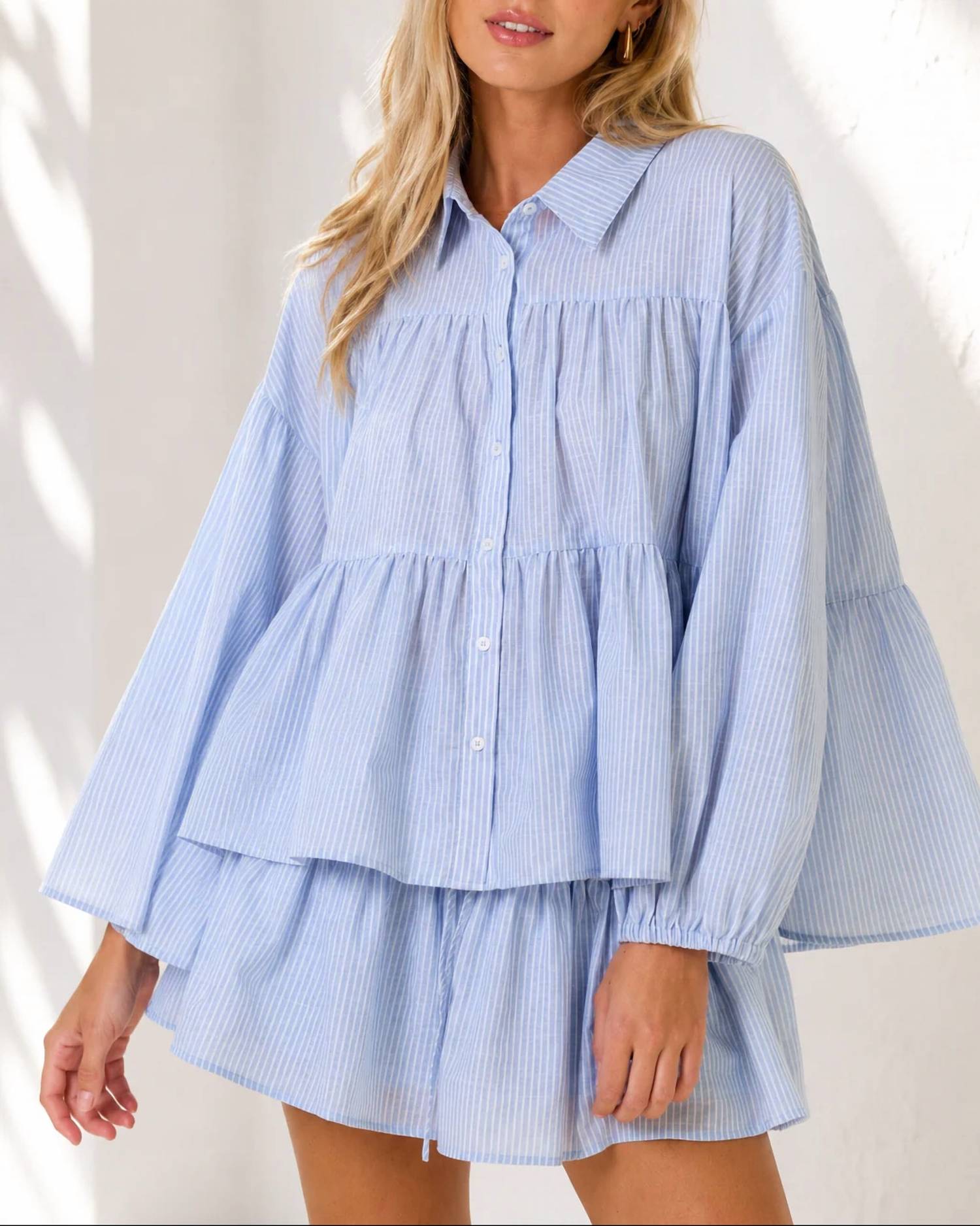 Lalavon - Sail Away Cotton Shirt And Short Set