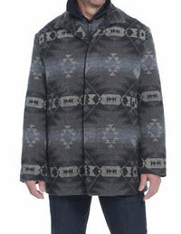 Cripple Creek Navajo Blanket Zip And Button Front Coat With Knit Collar in cosmic grey - men's jacket