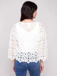 Charlie B - Crochet Long Sleeve Boatneck Top