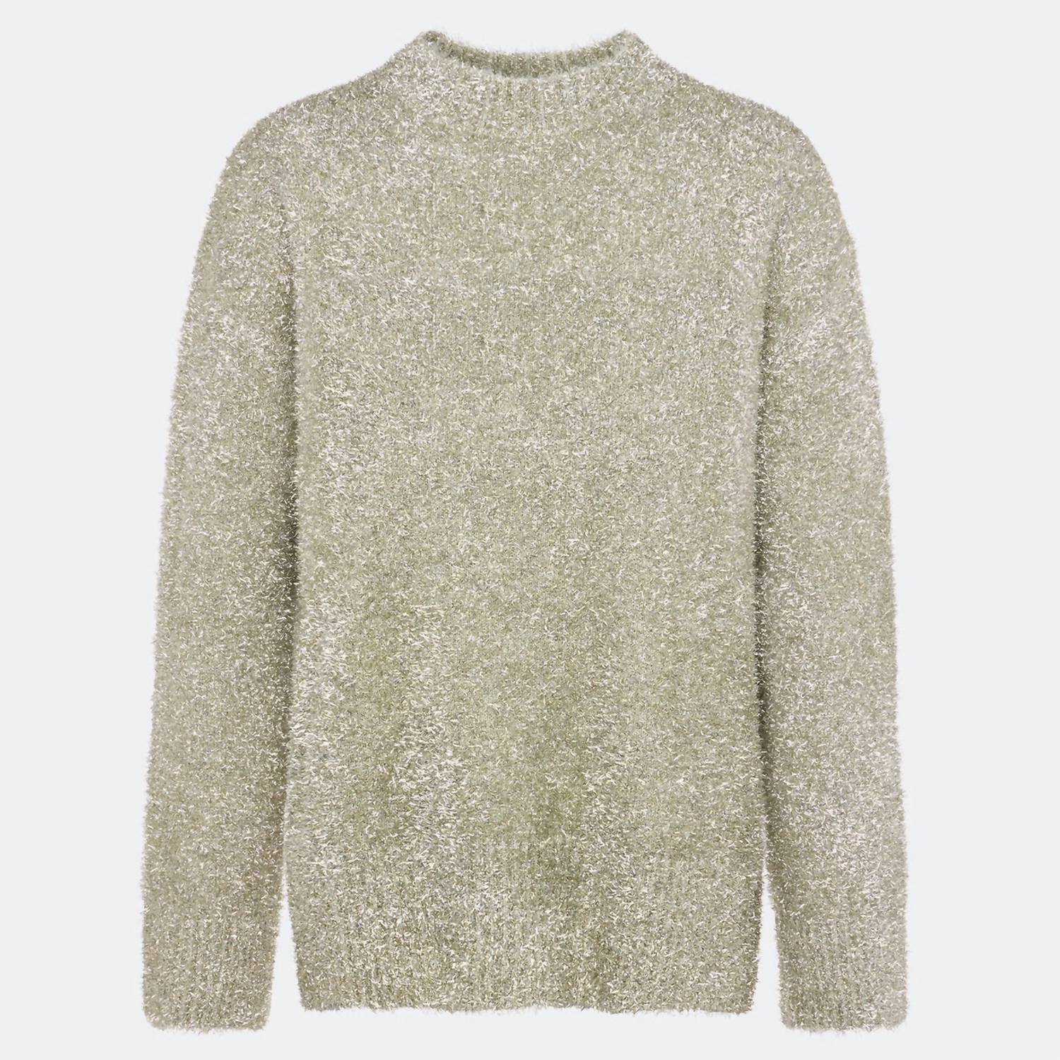 SIMON MILLER Women's Cher Tinsel Knit Sweater in satellite silver - women's sweater - detail view