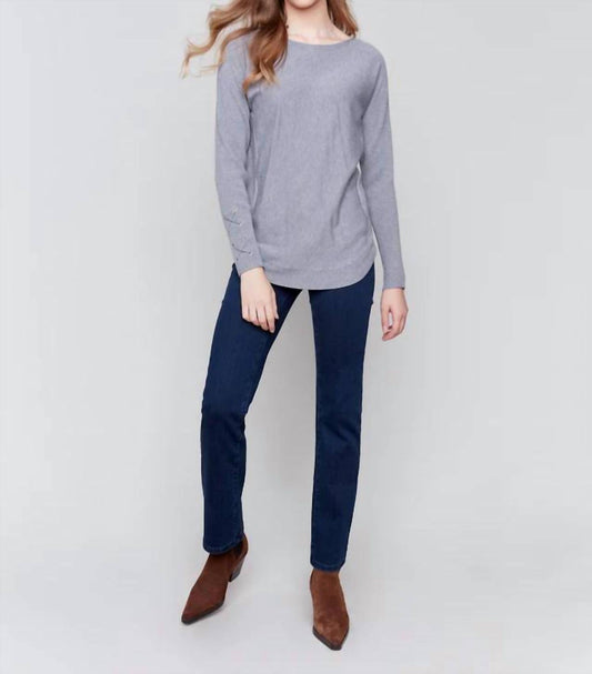 Charlie B - Round Hem Sweater w Front Pockets