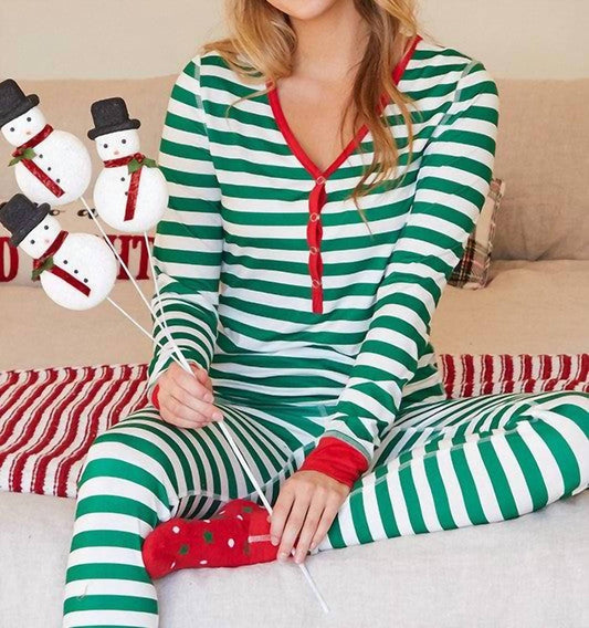 Moon Nite - Moon Nite Christmas Stripes Pajama Set
