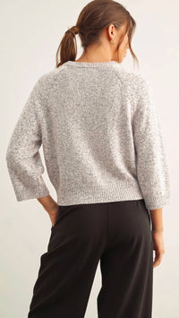 Miou Muse - Round Neck Quarter Sleeve Knitted Top