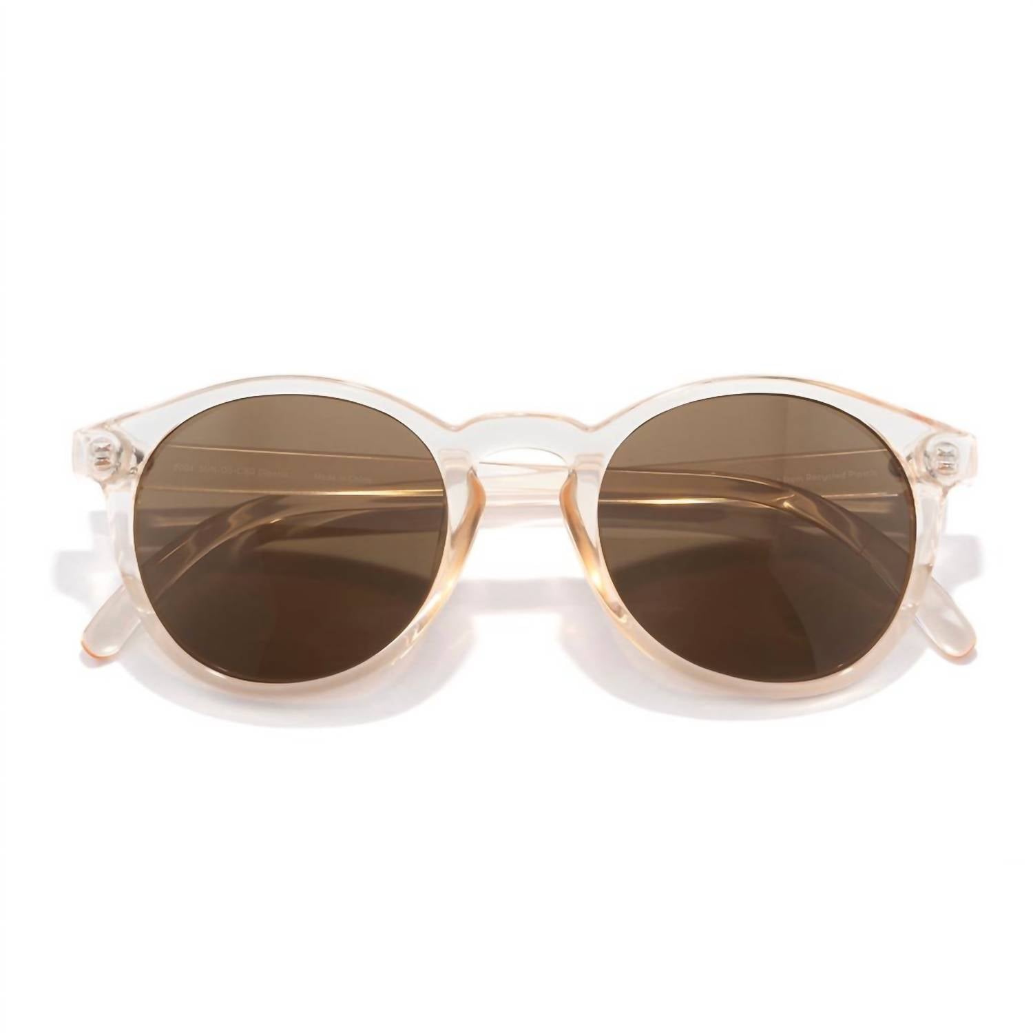 Sunski Women's Dipsea Round Sunglasses in champagne brown - women's accessory - detail view