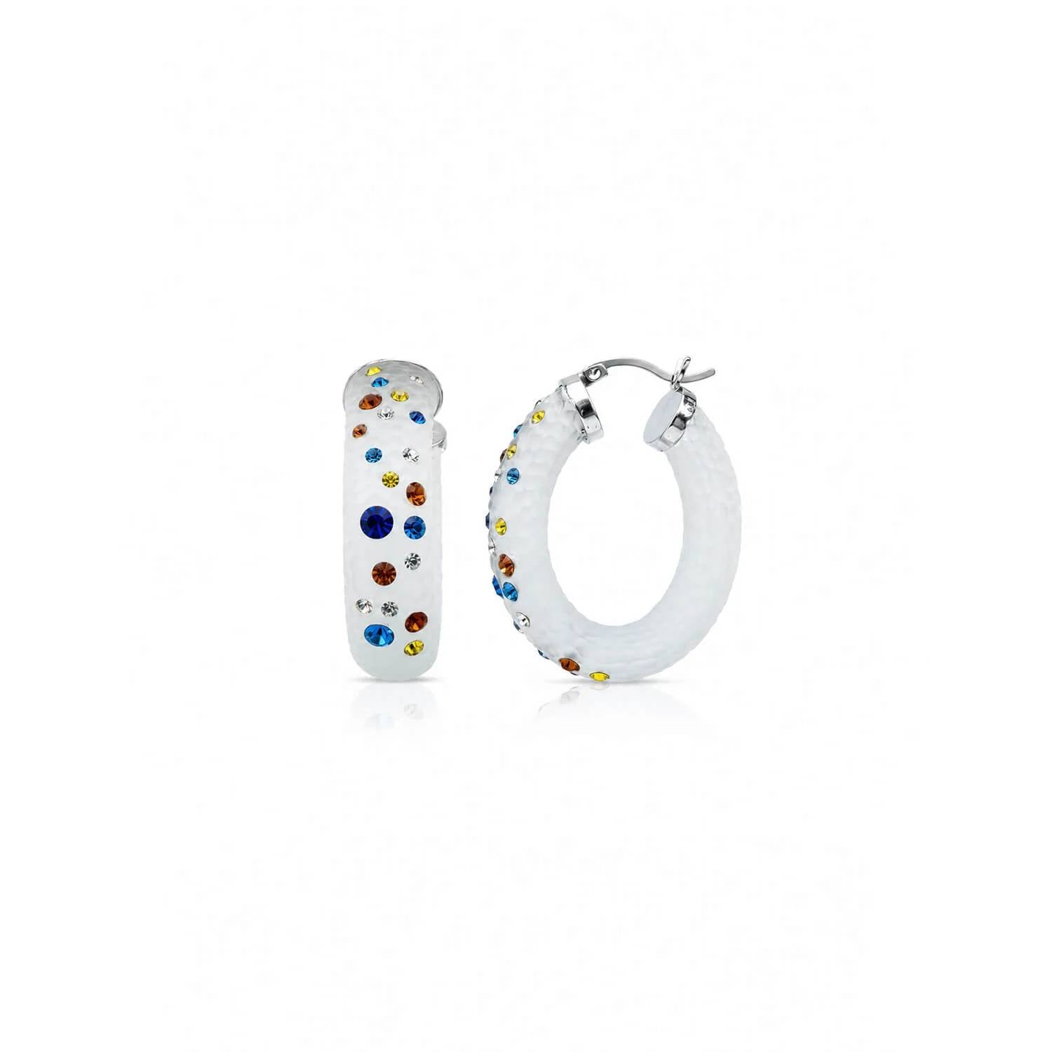 Gold & Honey - Women's Small Oval Confetti Hoop Earrings