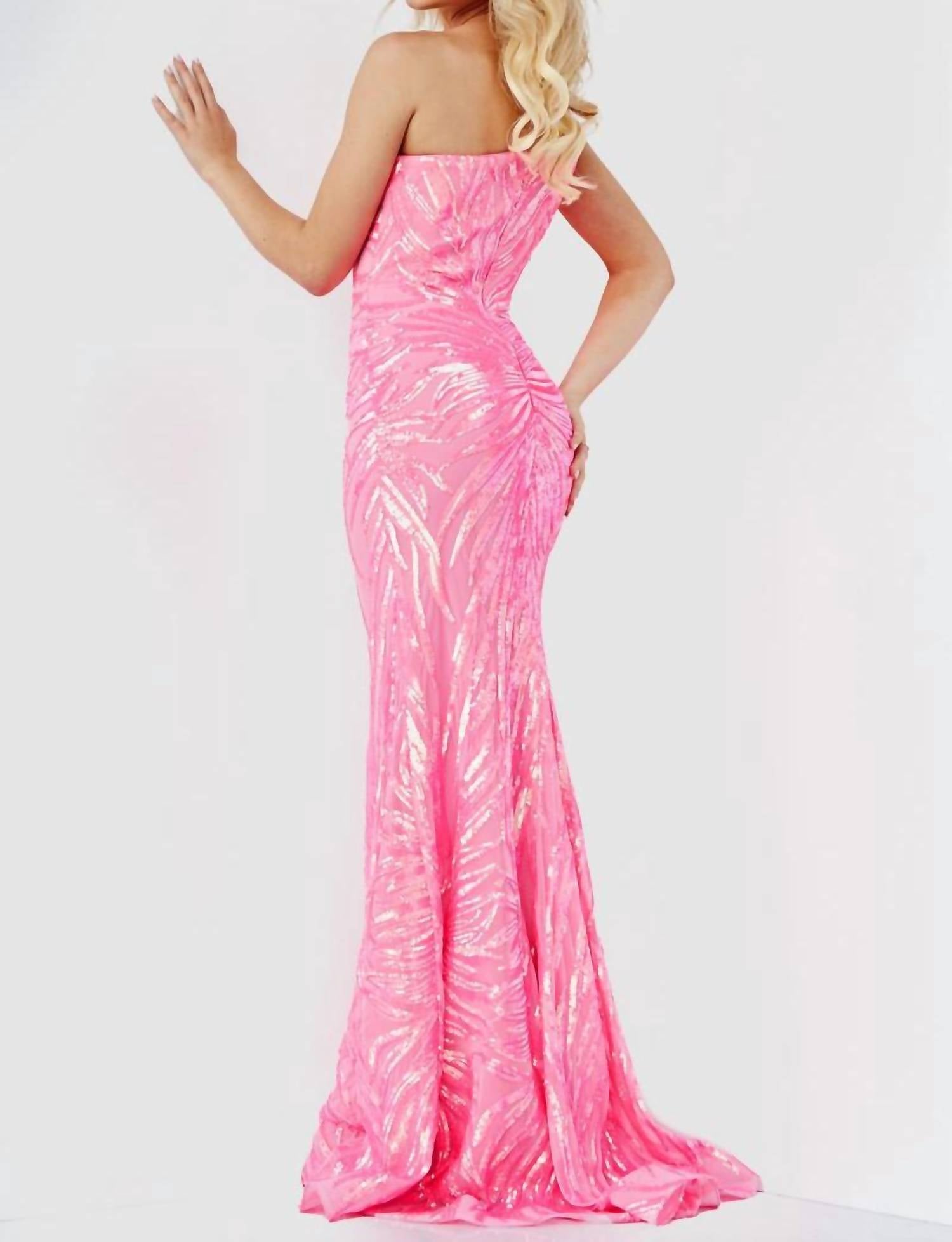 Jovani - One Shoulder Sequin Embellished Dress