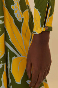 Farm Rio - Foliage Sketch V-Neck Maxi Dress
