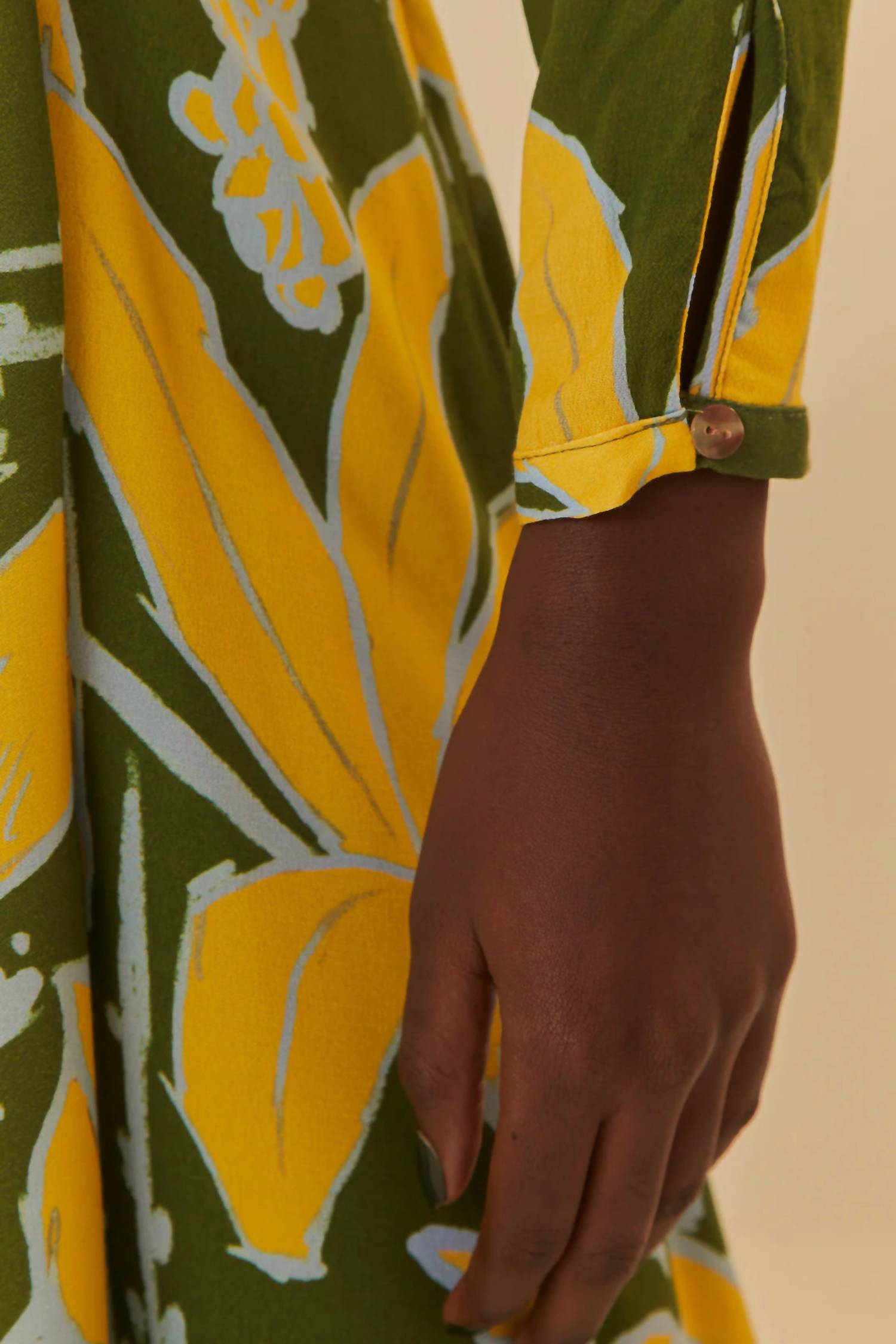 Farm Rio - Foliage Sketch V-Neck Maxi Dress