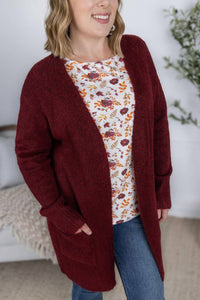 Michelle Mae Madison Cozy Cardigan in burgundy - women's cardigan - view 6