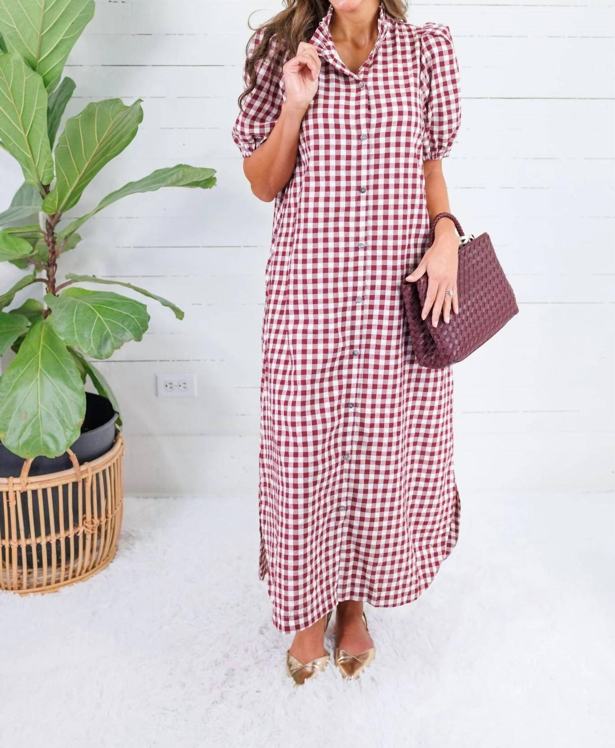 Entro - Gingham Midi Dress