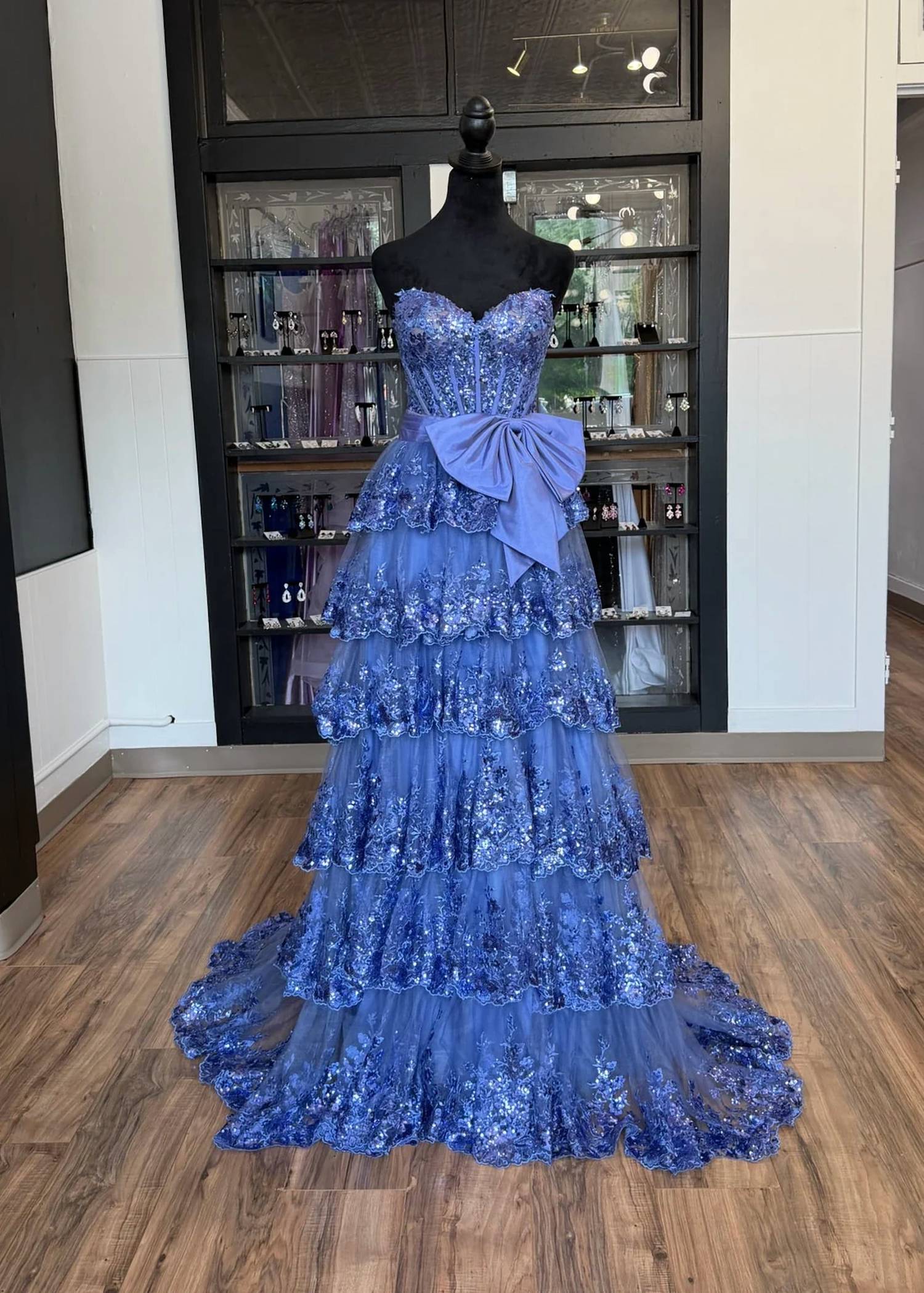 Sherri Hill - Women's Lace Sequin Strapless Dress
