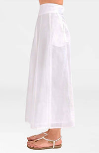 GRETCHEN SCOTT Linen Gored Skirt in white - women's skirt - detail view