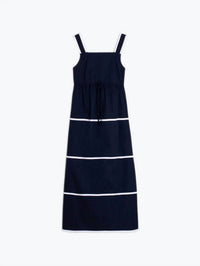 Vilagallo Striped Straps Dress in navy - women's dress - alternate view