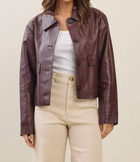 Able - Elyse Button Faux Leather Jacket