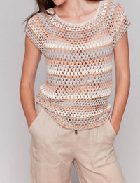 Charlie B - Raglan Cap Sleeve Crochet Top