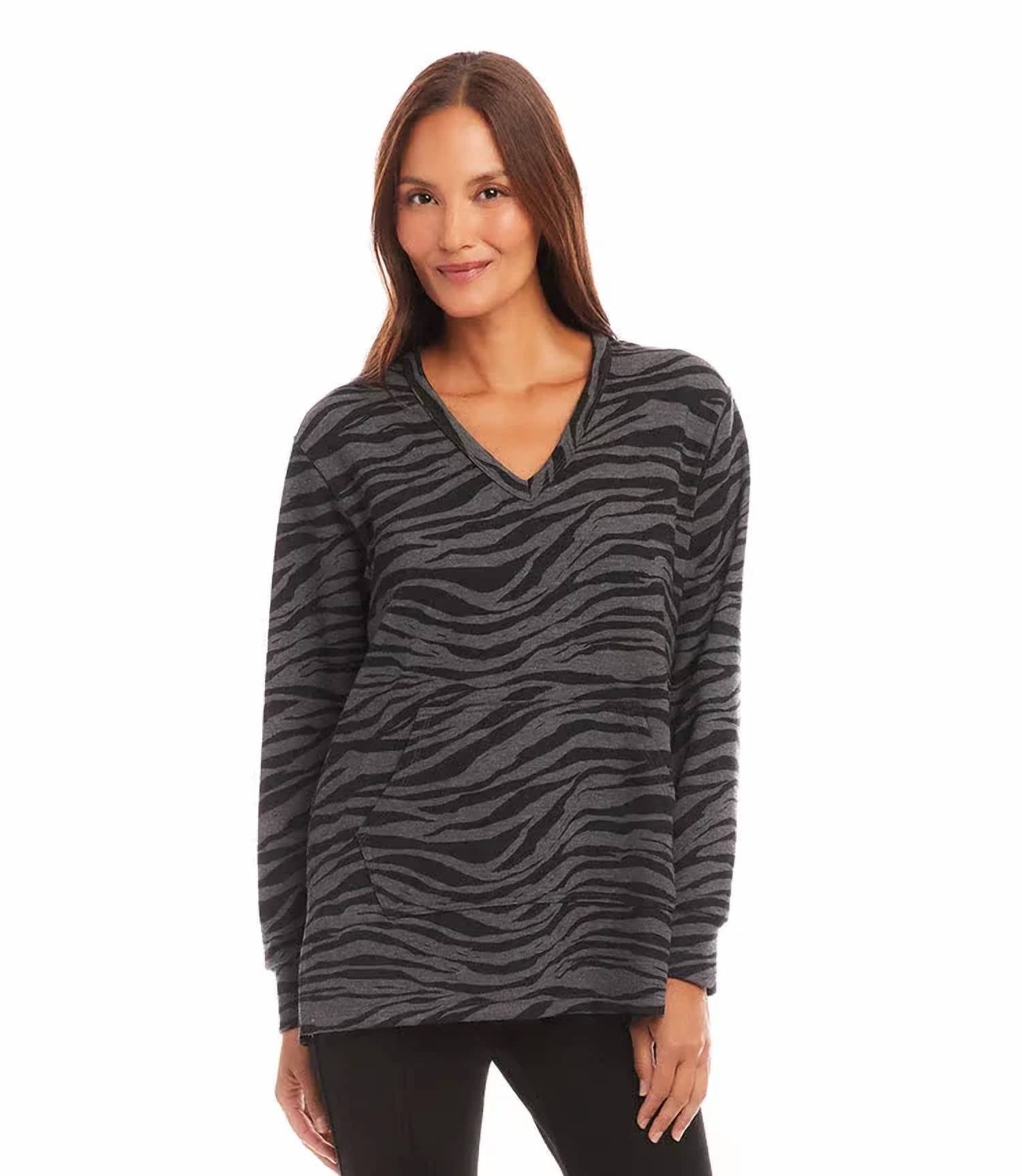 Karen Kane - Ayla Animal Print Long Sleeve V-neck Sweatshirt