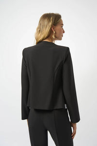 Joseph Ribkoff Contrast Trim V-neck Blazer Jacket in black off white - women's jacket - alternate view