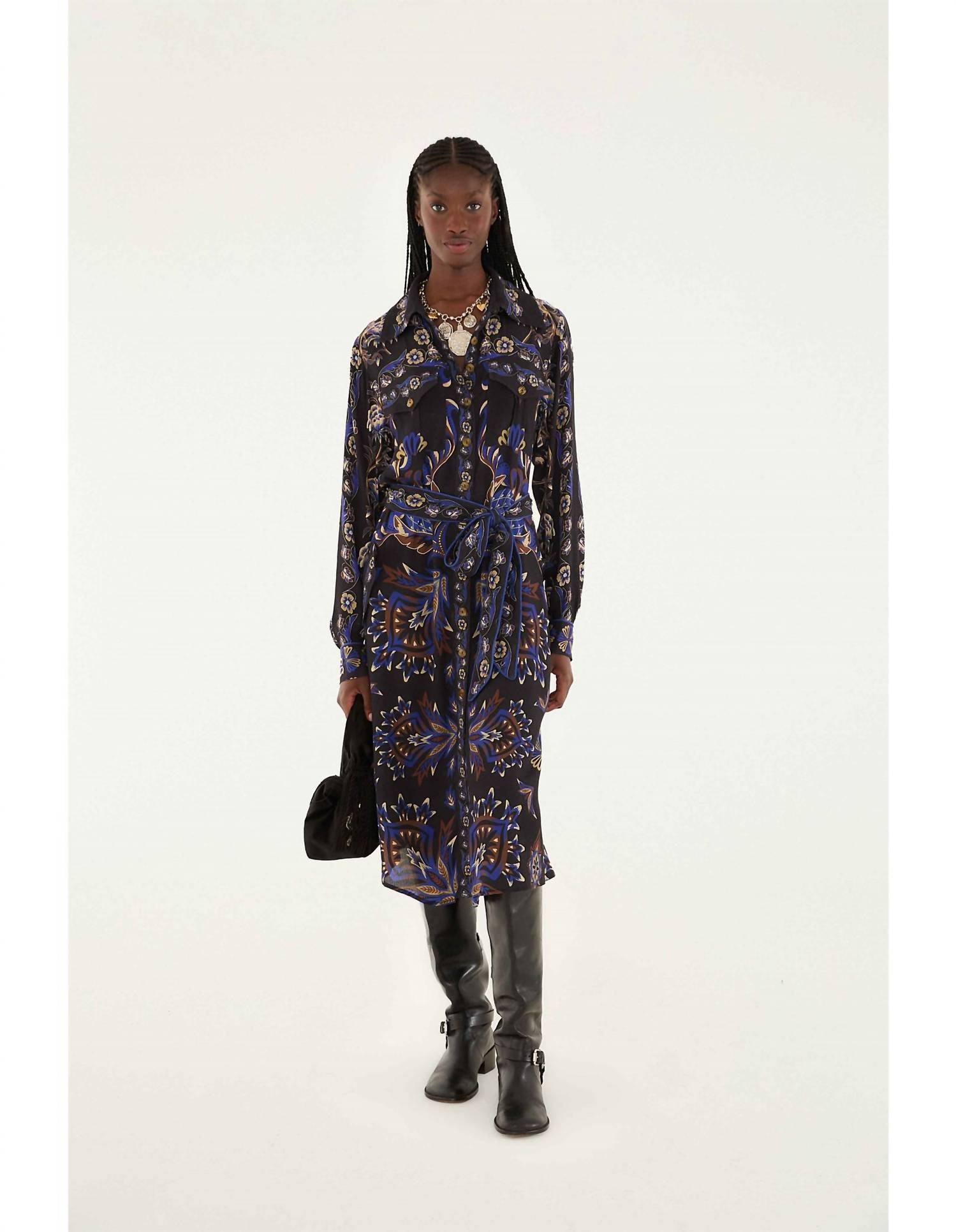 Farm Rio - ARABESQUE MIX SCARVES MIDI DRESS