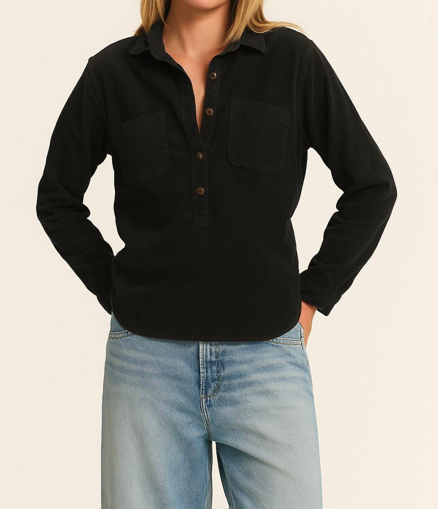Velvet By Graham & Spencer - Arielle Corduroy Half-button Shirt